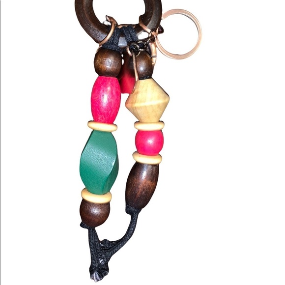 Patricia Nash handbag charm keychain native colorful wood bronze hardware unique - Picture 2 of 3